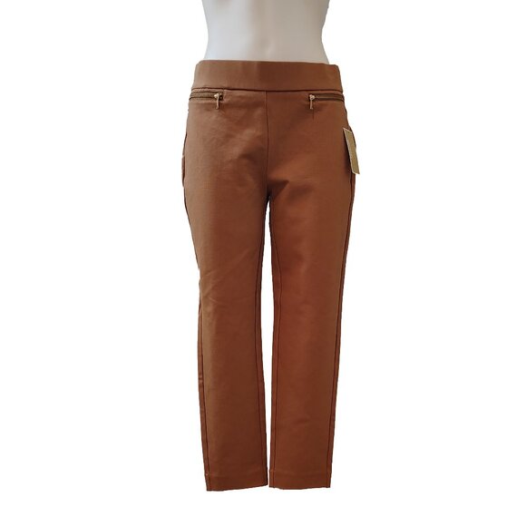 Michael Kors Pants - Michael Kors Dark Camel Women's Zip-Pocket Casual Trouser Pants